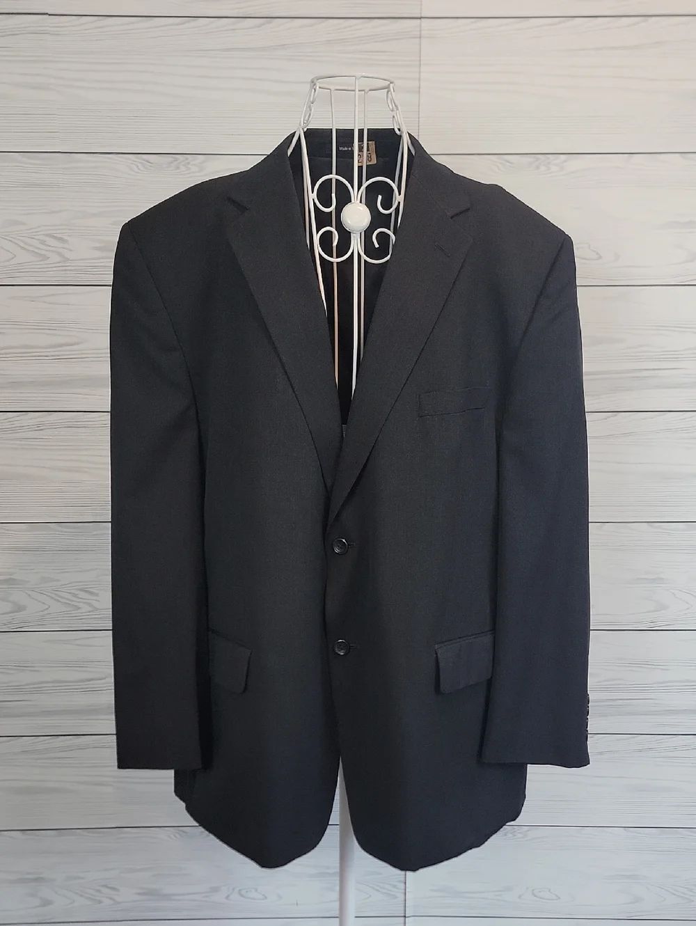 Joseph Feiss Suit Jacket Wool Men's Black Two-Button Blazer- Black Size 50S